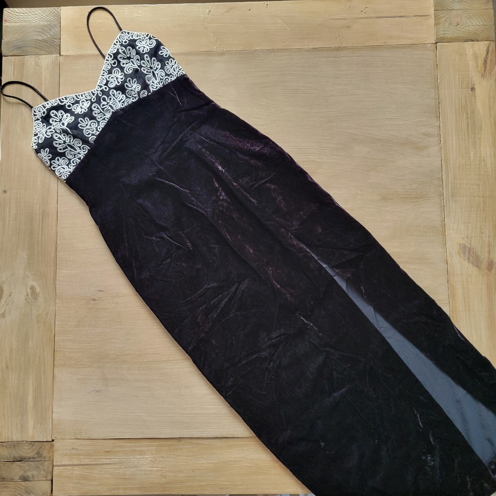 Vintage Jessica McClintock Gunne Sax Elegant Black White Evening Gown size 9/10